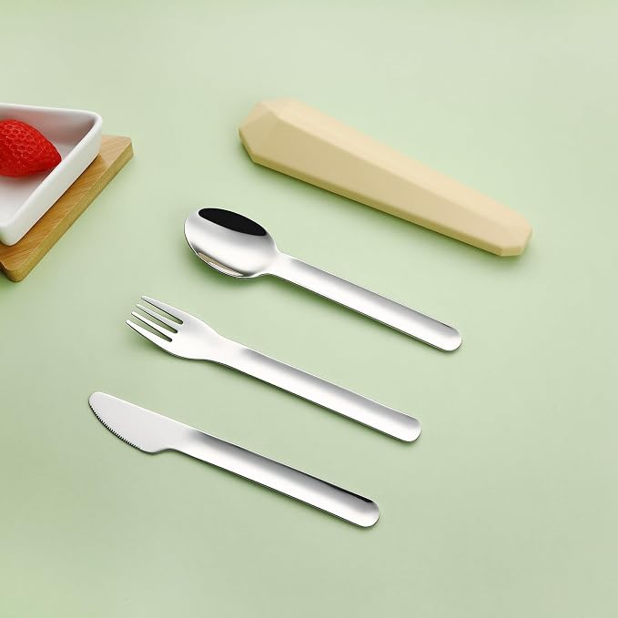 DEVICO Travel Utensils with Case, Reusable Camping Silverware Cutlery, 18/8 - Image 8