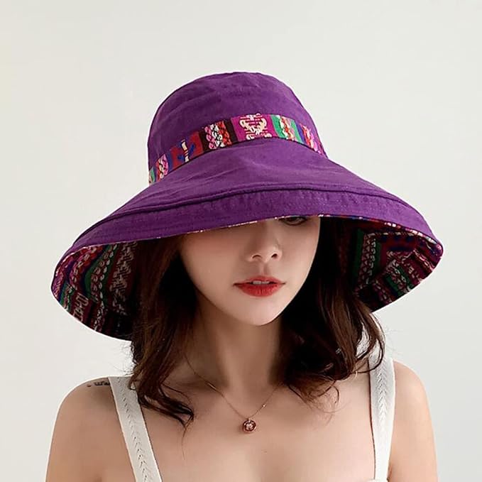 Women Wide Brim Sun Hats Metal Wired Edge Summer UV Protection Beach Fishing Hat - Image 5