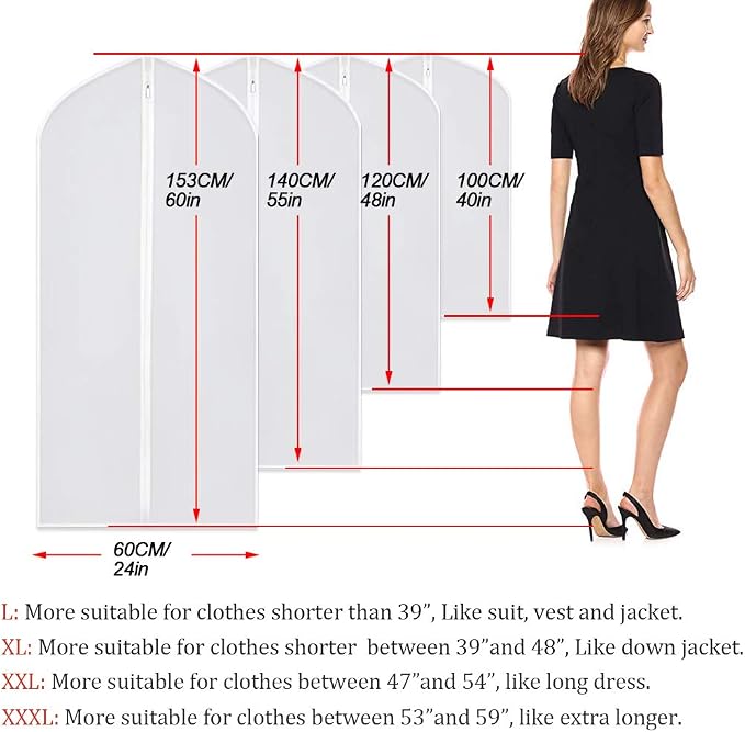 Suit Bags for Closet Storage Garment Bag 24''X40'' Clear Garment Bags for - Image 2