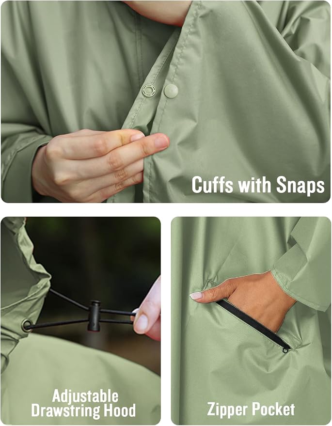 SaphiRose Unisex Rain Poncho Hooded Waterproof Raincoat - Image 5