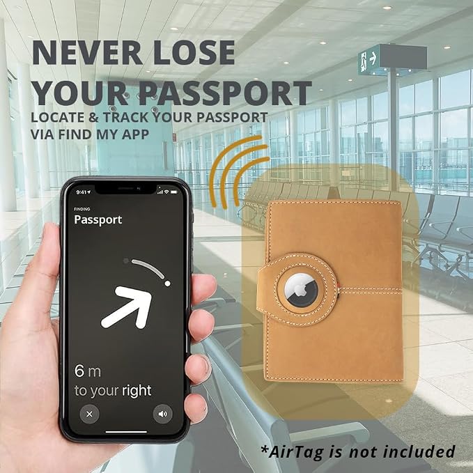 GARZINI Passport Holder with AirTag, Passport Wallet with RFID, Travel - Image 2