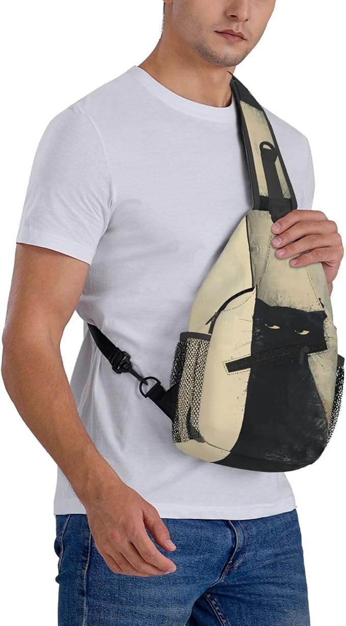 SUPLUCHOM Sling Bag Cat Vintage Hiking Daypack Crossbody Shoulder Backpack - Image 8