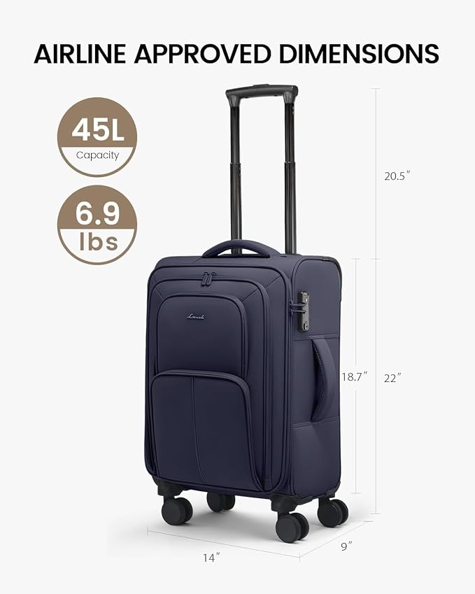 LOVEVOOK Carry On Luggage 22x14x9 Airline Approved, 22 Inch Softside Suitcases - Image 8