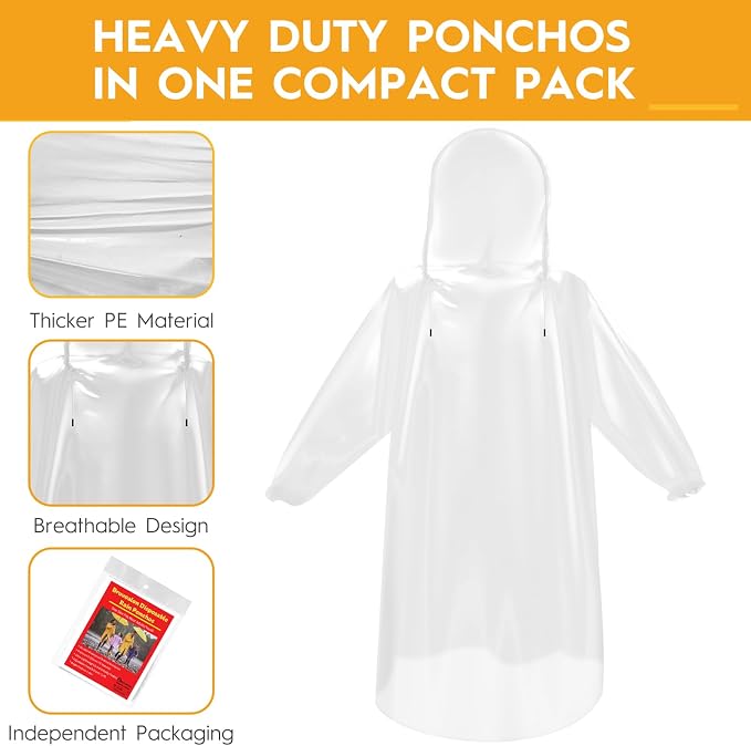 Bruvoalon 6 & 20 Pack Disposable Rain Ponchos - Image 2