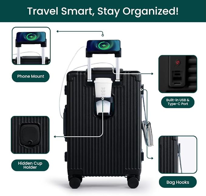 Nobl Travel Carry On Luggage, Noble Zipperless Aluminum Frame, 22.5x15x9.5 - Image 3