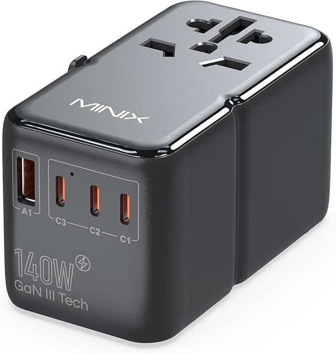 MINIX 140W Universal Travel Adapter, GaN III International Power Adapter by MINIX