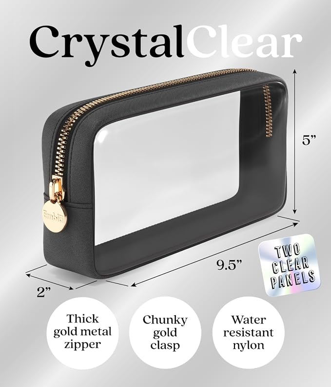 Clear Makeup Bag Zipper Pouch, Transparent Cosmetic Case Organizer, TSA - Image 2