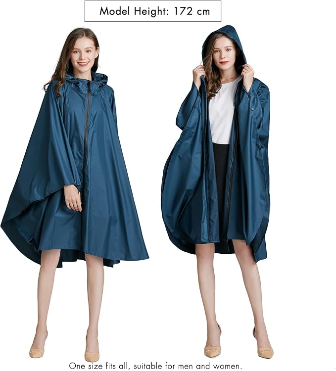 ANYOO Waterproof Rain Poncho Lightweight Reusable Hiking Hooded Coat Jacket - Image 6