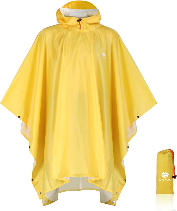 ANYOO Hooded Rain Poncho for Adults Waterproof Lightweight Rain Coat for Men by Anyoo