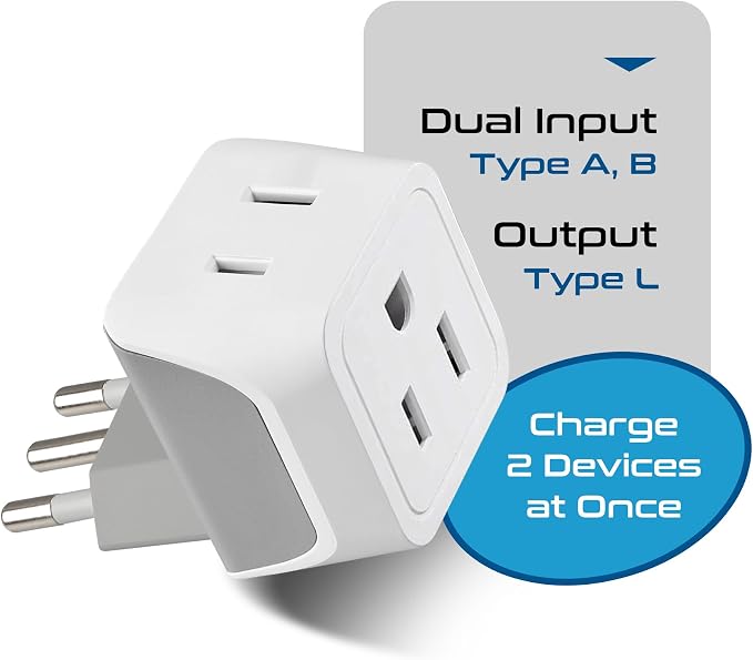 Ceptics Italy Travel Plug Adapter, Chile Plug Adapter - Image 4