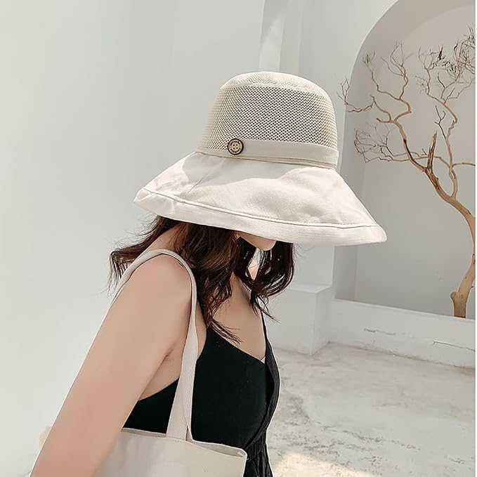 Women Wide Brim Sun Hats Metal Wired Edge Summer UV Protection Beach Fishing Hat - Image 6