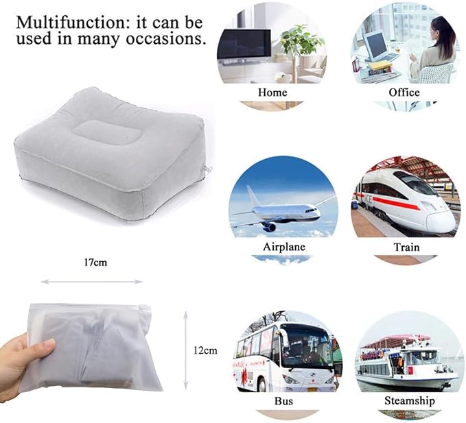 Inflatable Travel Foot Rest Pillow, Head Pad, Soft Flocking Pillow, Flights - Image 5