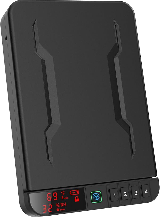 Portable Gun Pistol Safe with LCD Display of Temp, Biometric Fingerprint by ZZLJUAN