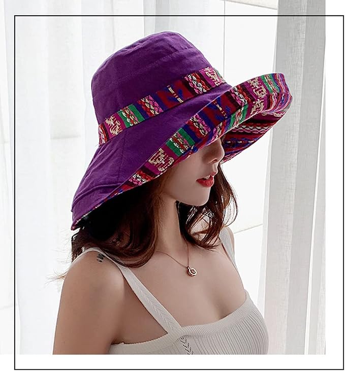 Women Wide Brim Sun Hats Metal Wired Edge Summer UV Protection Beach Fishing Hat - Image 7