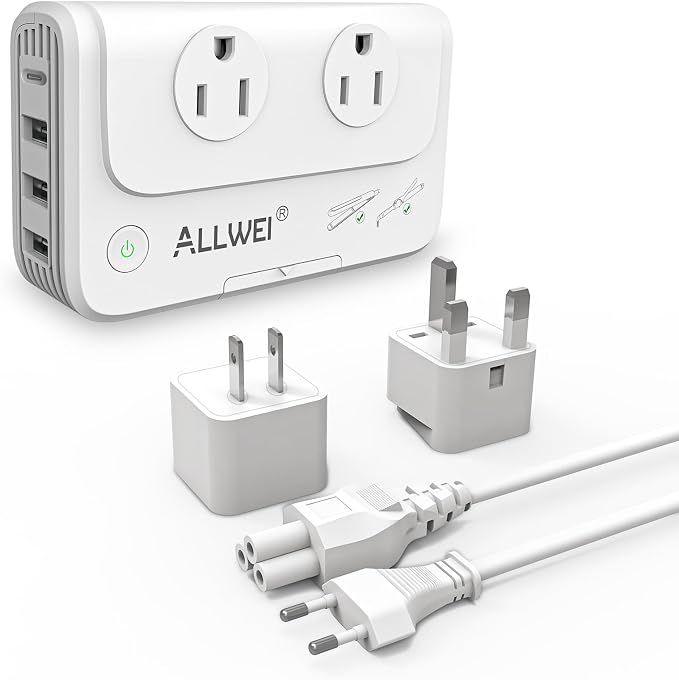 ALLWEI 220V to 110V Travel Voltage Converter us to Europe, Step Down Converter by ALLWEI