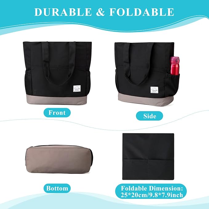 VASCHY Beach Bag for Women, Large Waterproof Sandproof Fold-able Packable Pool - Image 6