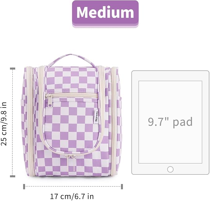 Narwey Small Checkered Hanging Travel Toiletry Bag - Image 8