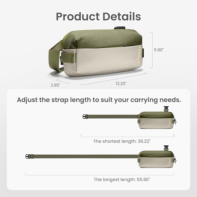 tomtoc Compact EDC Sling Bag, Minimalist Chest Shoulder Backpack Crossbody Bag - Image 7