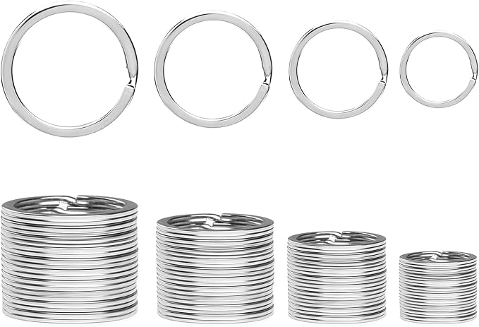 40 Pack Key Ring Keychain Mix 4 Sizes Silver Metal Flat Split Key Chains Rings by ZoloAJay