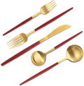 Matte Red Gold Silverware Set, 20-Piece Stainless Steel Flatware Set, Satin by VANVRO