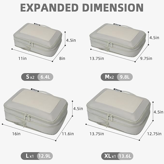 BAGAIL 4 Set/6 Set/8 Set Compression Packing Cubes Travel Accessories - Image 2