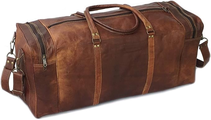 KK's Vintage Leather Duffel Bag, Handcrafted, Stylish & Durable, Genuine - Image 4