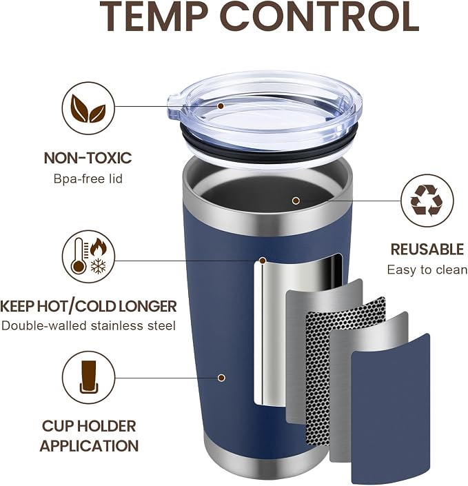 MEWAY 20oz Tumbler 8 Pack Double Wall Vacuum Insulated Travel Mug Bulk - Image 2