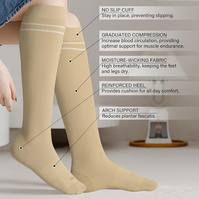 LEVSOX Compression Socks for Pregnant Women 20-30 mmHg Knee High Cute Funny - Image 2