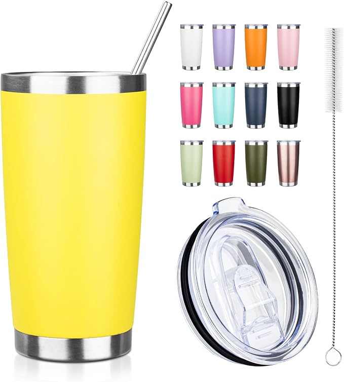 20oz Tumbler with Straw and Brush, Stainless Steel Vacuum Insulated tumbler by Unknown
