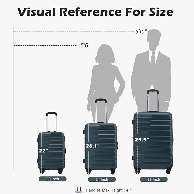 Coolife 20-Inch Small Carry on Hardside PC+ABS Spinner TSA Lock Telescopic - Image 8