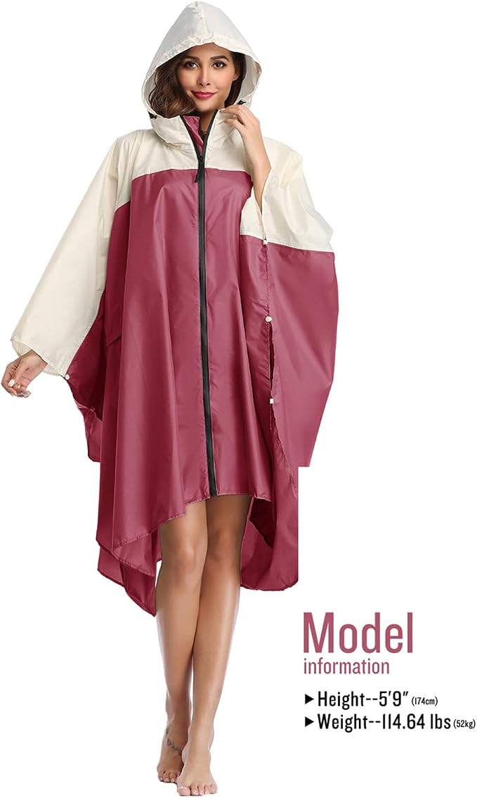 SaphiRose Unisex Rain Poncho Hooded Waterproof Raincoat - Image 2