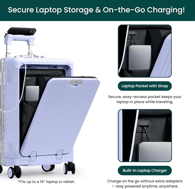 Nobl Travel Carry On Luggage, Noble Zipperless Aluminum Frame PC Hard Shell - Image 2