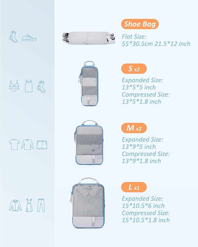 BAGSMART 6 Set Compression Packing Cubes - Image 2