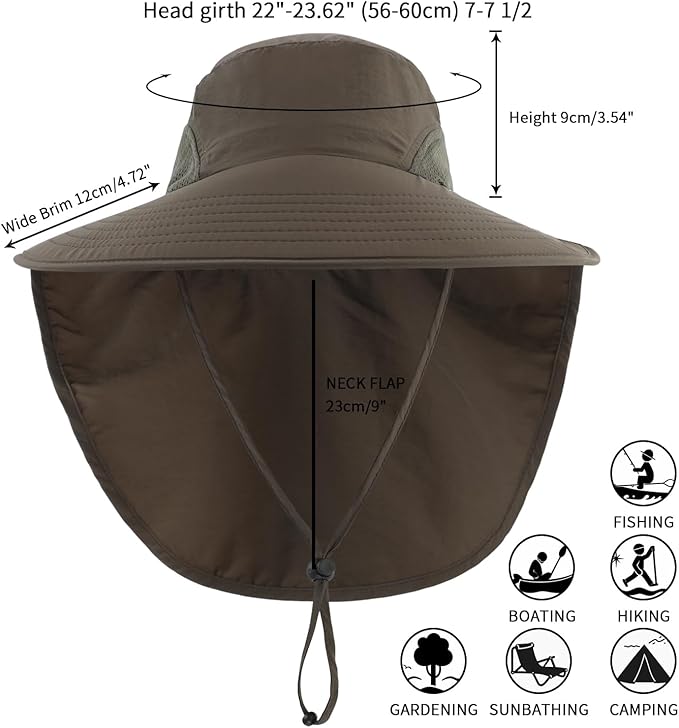 Home Prefer Outdoor UPF50+ Sun Hat Wide Brim Mesh Fishing Hat - Image 2