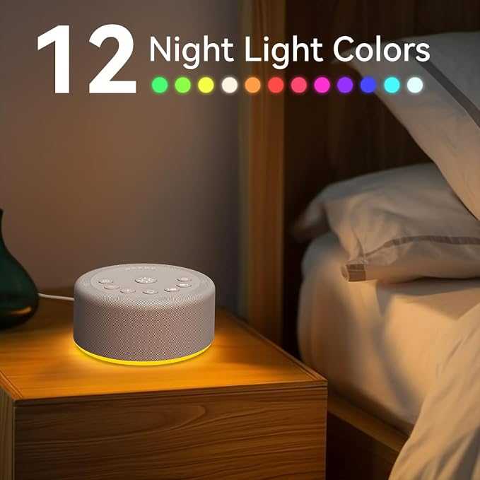 Sound Machine Night Light White Noise Machine 30 Non Looping Sounds 12 Lights 5 - Image 3