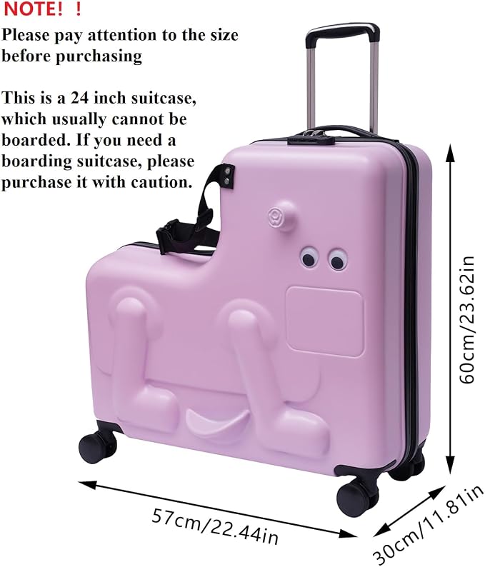 CNCEST 24" Kid's Ride-on Travel Suitcase, Rolling Carry Trolley Luggage - Image 2