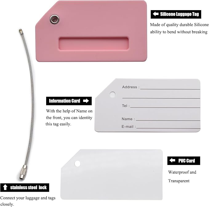 7 Pack Silicone Luggage Tag Baggage Handbag Travel Bag Tags - Image 4