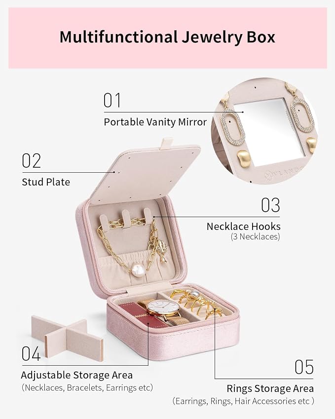 Vlando Velvet Travel Jewelry Case, Jewelry Travel Box - Image 3