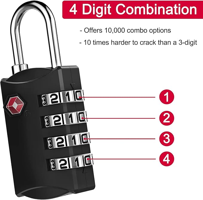 ZHEGE Travel Locks, TSA Approved Locks - Image 4