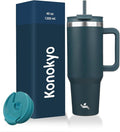 40 oz Tumbler with Handle and 2 Straws, 2 in 1 Lid Insulated Water Bottle by Konokyo