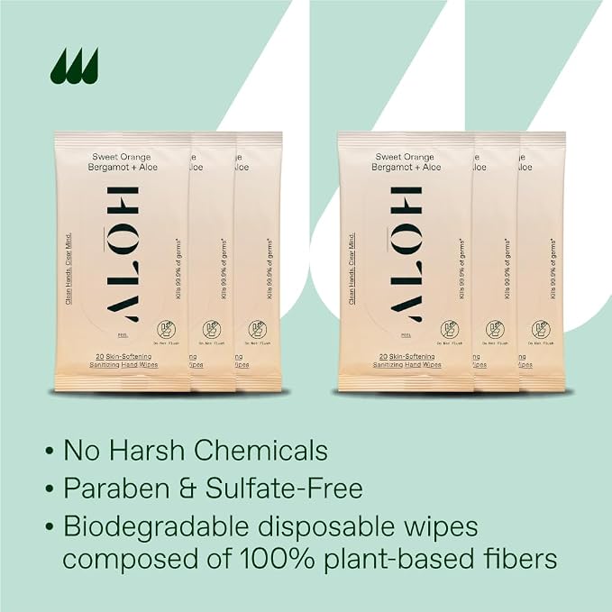 ALŌH Sweet Orange Bergamot + Aloe Sanitizing Hand Wipes - Image 7