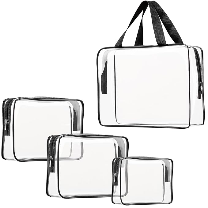 4Pcs Crystal Clear PVC Travel Toiletry Bag Kit by ROYBENS