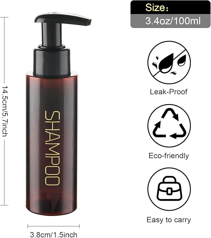 Travel Bottles Plastic Pump Bottle Dispenser TSA Approved 3.4oz/100ml 4 Pack - Image 2