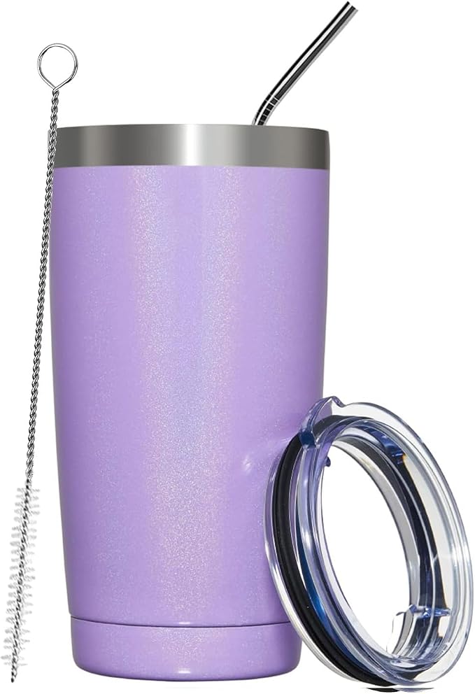 MEWAY 20oz Tumbler Double Wall Vacuum Insulated Travel Glitter Mug, Stainless by MEWAY
