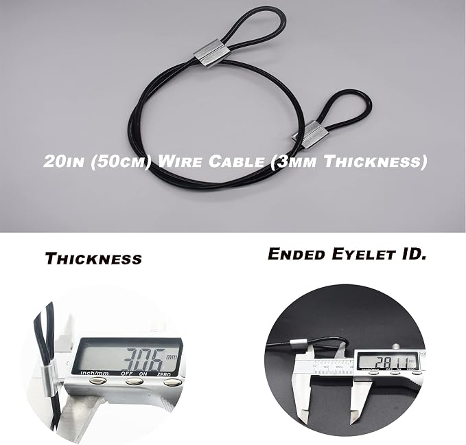 10 pcs 20 inch 3mm Thickness Stainless Steel Wire Cable - Image 2