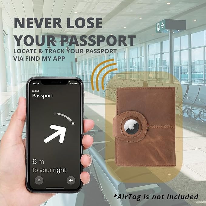 GARZINI Passport Holder with AirTag, Passport Wallet with RFID, Travel - Image 2