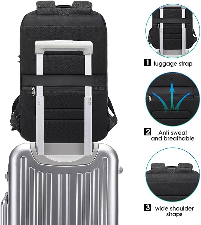 BANGE Genuine Leather Laptop Backpack Fits 15.6 Inch, Anti Theft Business Back - Image 8