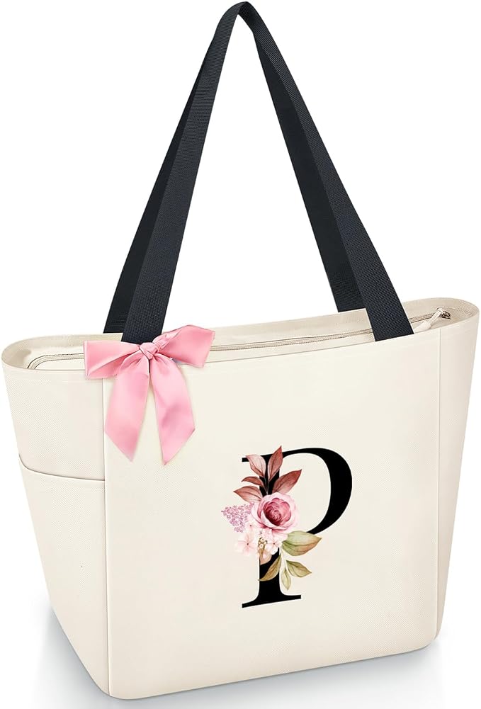 Vavabox Tote Bag, A-Z Initial Monogrammed Waterproof Tote Bag, Bridesmaid Gifts by Vavabox