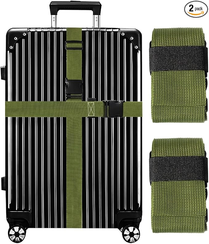 Luggage Straps for Suitcases TSA Approved-2 Pack Bright Personalized Luggage by GOWRAPS