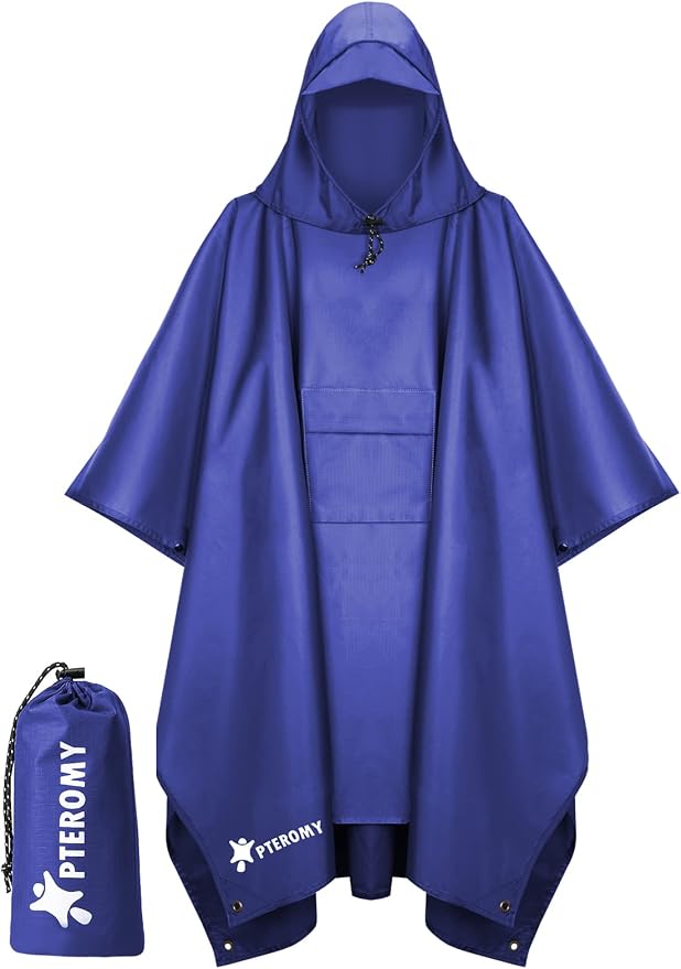 PTEROMY Hooded Rain Poncho for Adult by PTEROMY